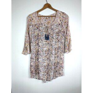 Billabong Dress Size Medium Paisley Floral Boho Summer Hippie Flowy Tassel Beach